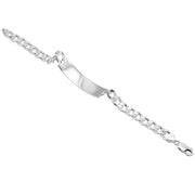 925 Pure Solid Sterling Silver 8 mm Link Curb Chain ID Plate Bracelet 9 Inches