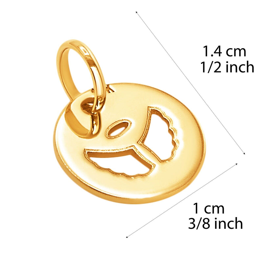 14k Solid Yellow Gold Angel Wings Laser Cut Delicate Beautiful Charm Pendant