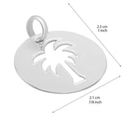 925 Solid Pure Sterling Silver Palm Round Beautiful Medium Shiny Polished Charm