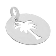 925 Solid Pure Sterling Silver Palm Round Beautiful Medium Shiny Polished Charm
