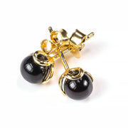 925 Gold Plated Sterling Silver Red Baltic Amber Designer Flower Stud Earrings