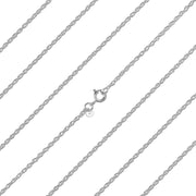 925 Pure Solid Sterling Silver 1 mm Shiny Sturdy Rope Chain Spring Ring Clasp