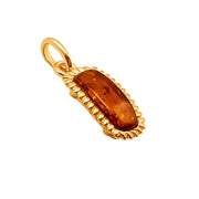 14k Pure Solid Yellow Gold Honey Baltic Amber Small Rectangular Filigree Pendant