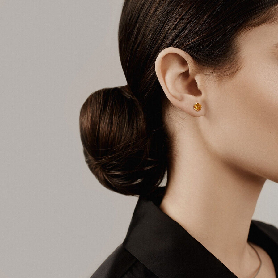 925 Solid Pure Sterling Silver Lemon Baltic Amber Designer Flower Stud Earrings