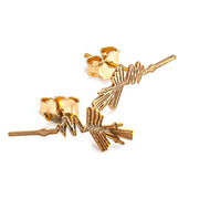 14k Solid Yellow Gold Nazca Desert World Wonder Geoglyph Colibri Stud Earrings