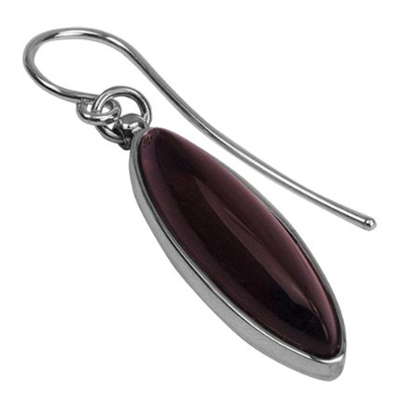 925 Solid Sterling Silver Baltic Cherry Amber Marquise Shaped Designer Earrings