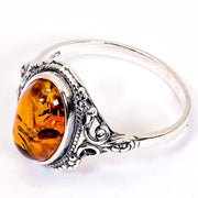 925 Solid Pure Sterling Silver Honey Baltic Amber Oval Beautiful Designer Ring