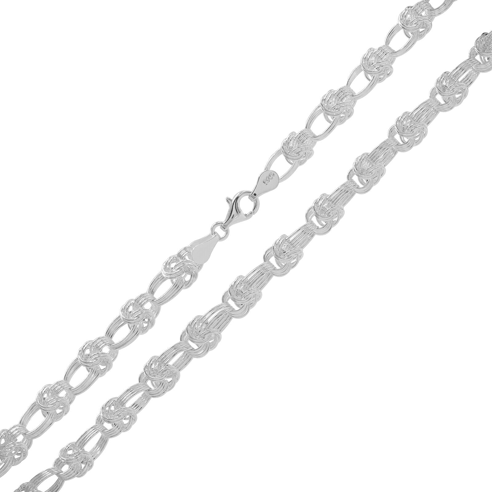 925 Sterling Silver 6 mm Handmade Fancy Wire Knot Chain Lobster Clasp 18 Inches