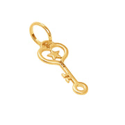 10k Solid Yellow Gold Key Star Laser Cut Delicate Beautiful Small Charm Pendant
