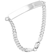 925 Pure Solid Sterling Silver 5 mm Link Curb Chain ID Plate Bracelet 8 Inches