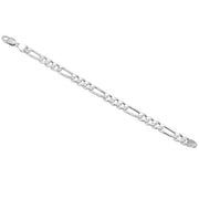 925 Pure Solid Sterling Silver 7 mm Figaro Link Chain Men Nice Bracelet 8 Inches
