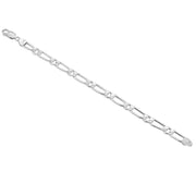 925 Pure Solid Sterling Silver 7 mm Figaro Link Chain Men Nice Bracelet 8 Inches