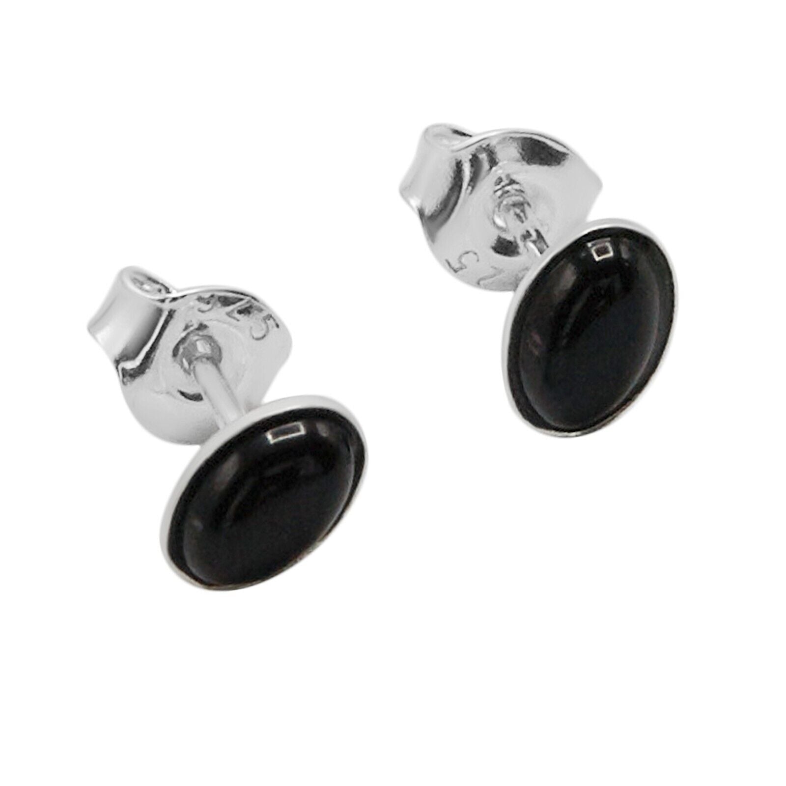 925 Solid Pure Sterling Silver Dark Red Baltic Amber Oval Small Stud Earrings