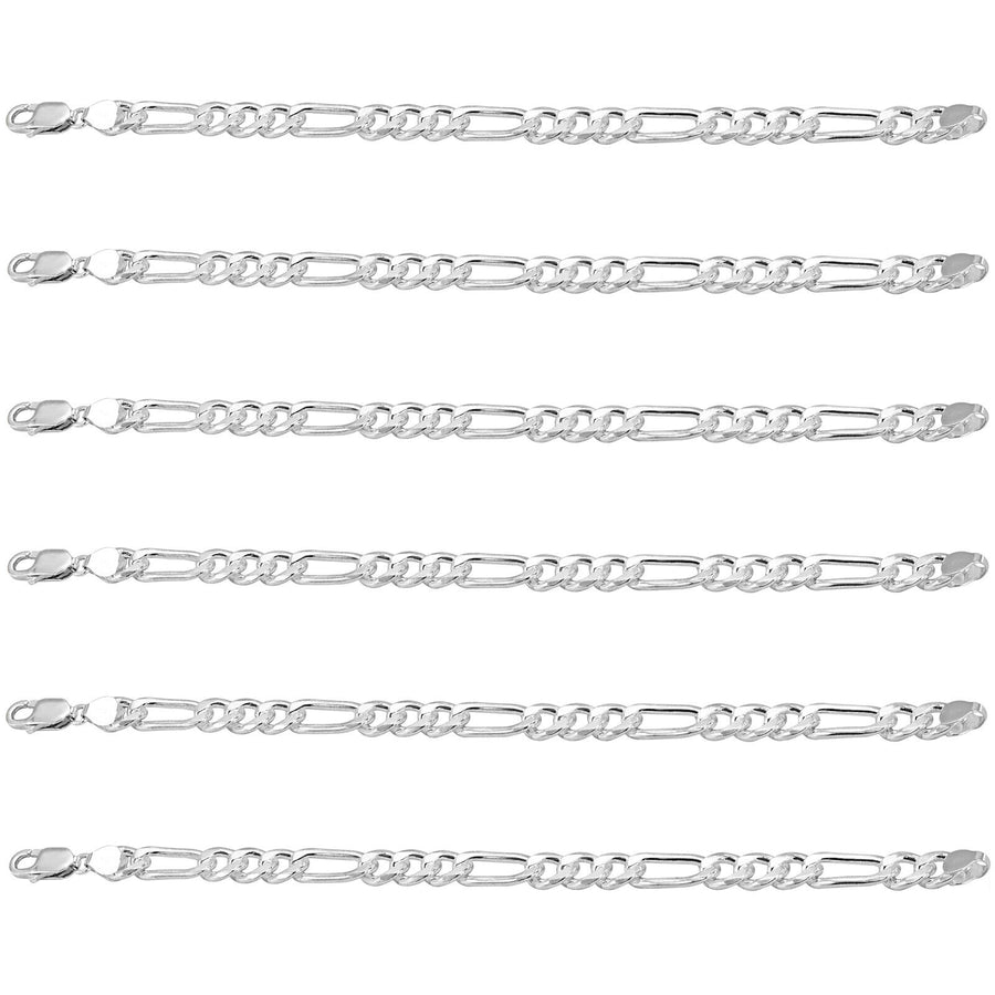 925 Pure Solid Sterling Silver 7 mm Figaro Link Chain Men Nice Bracelet 8 Inches