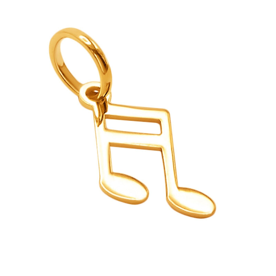 10k Pure Solid Yellow Gold Double Note Music Sign Small Delicate Charm Pendant