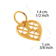 14k Solid Yellow Gold Laser Cut Heart Clover Lovely Small Delicate Charm Pendant