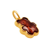 14k Pure Solid Yellow Gold Honey Baltic Amber Small Designer Teddy Bear Pendant