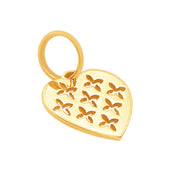 14k Solid Yellow Gold Heart Crosses Laser Cut Delicate Small Nice Charm Pendant