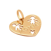10k Pure Solid Yellow Gold Son Daughter Mommy Family Heart Star Charm Pendant