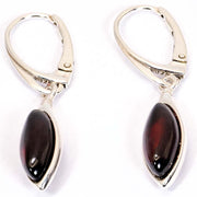 925 Solid Sterling Silver Cherry Baltic Amber Marquise Beautiful Drop Earrings