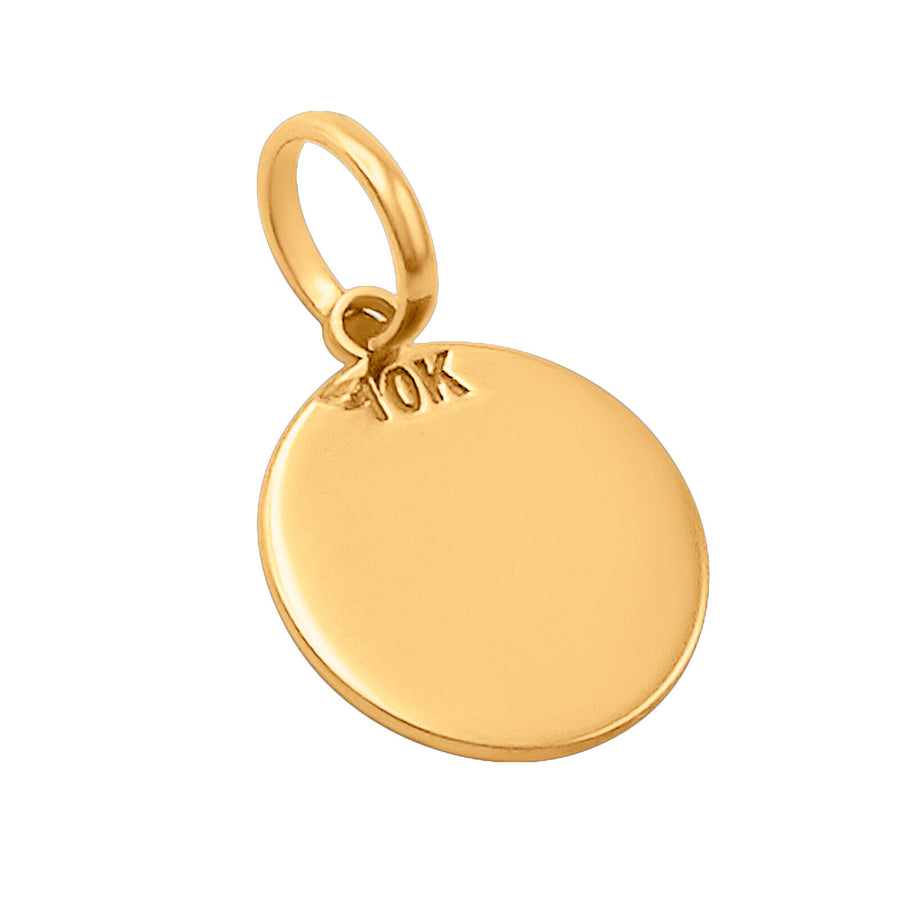 10k Solid Yellow Gold Round Disc Plain Small Delicate Engravable Charm Pendant