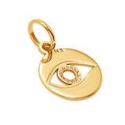 10k Pure Solid Yellow Gold Eye Symbol Laser Cut Delicate Beautiful Charm Pendant