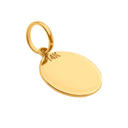 14k Solid Yellow Gold Round Disc Plain Small Delicate Engravable Charm Pendant