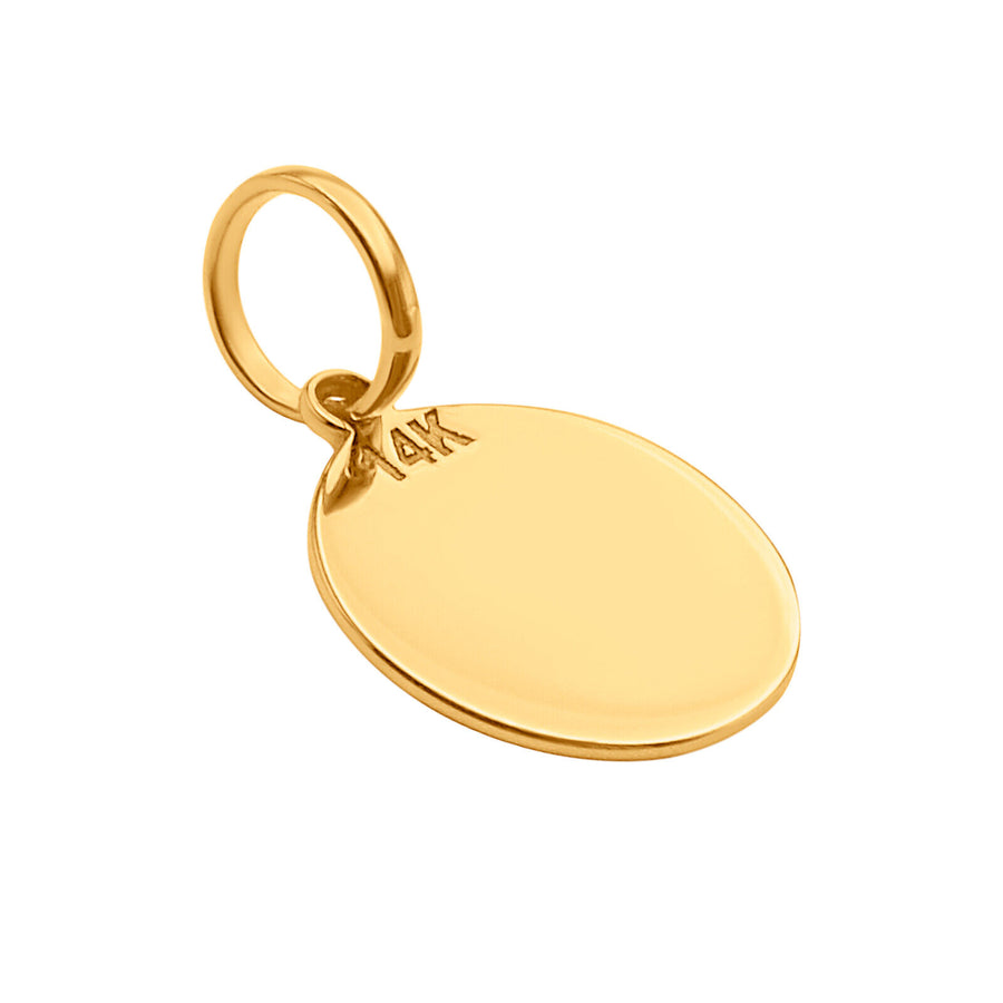 14k Solid Yellow Gold Round Disc Plain Small Delicate Engravable Charm Pendant