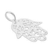 925 Solid Pure Sterling Silver Hamsa Hand Religious Amulet Small Beautiful Charm