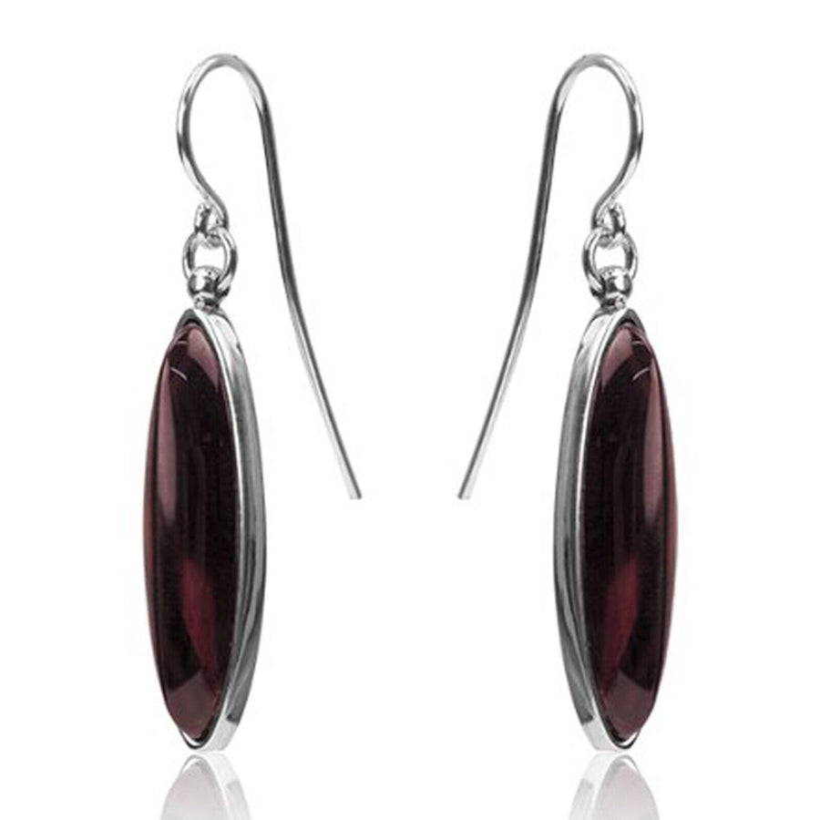 925 Solid Sterling Silver Baltic Cherry Amber Marquise Shaped Designer Earrings