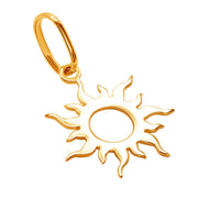 14k Solid Yellow Gold Beautiful Small Flaming Sun Delicate Small Charm Pendant
