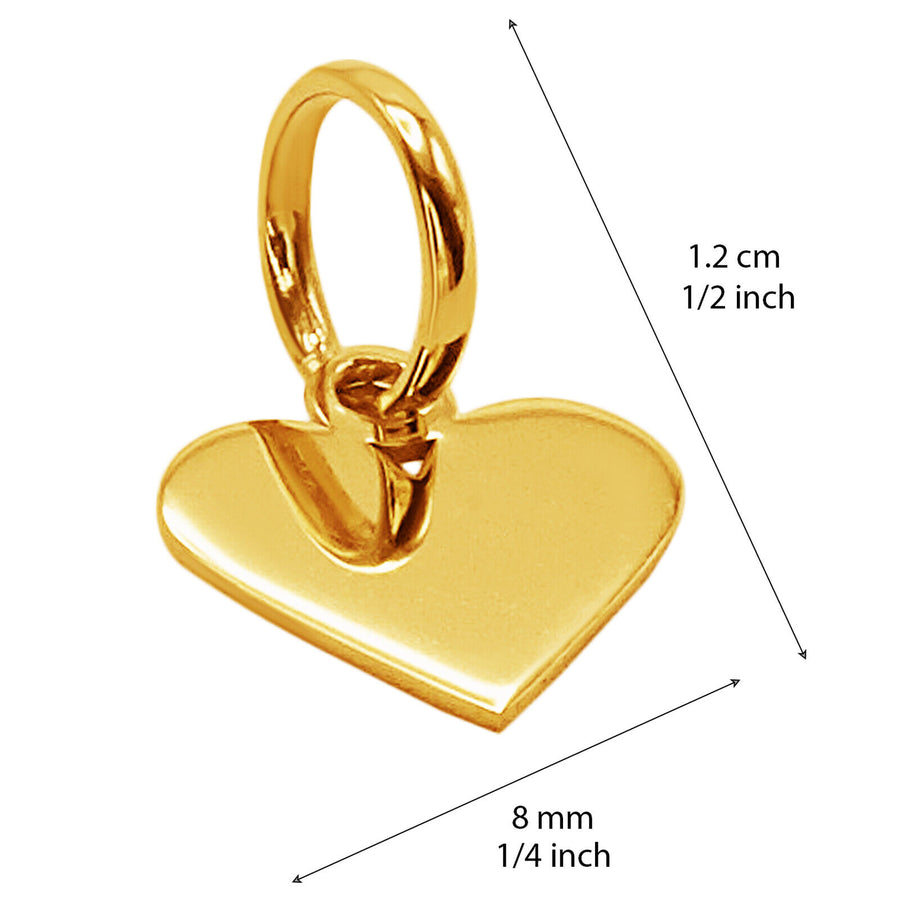 14k Solid Yellow Fine Gold Heart Love Beautiful Delicate Small Charm Pendant