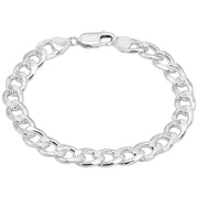 925 Pure Solid Sterling Silver 8 mm Cuban Link Curb Chain Men Bracelet 8 Inches