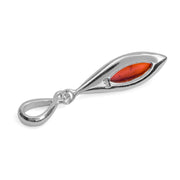 925 Solid Sterling Silver Baltic Cherry Amber Marquise Beautiful Drop Pendant