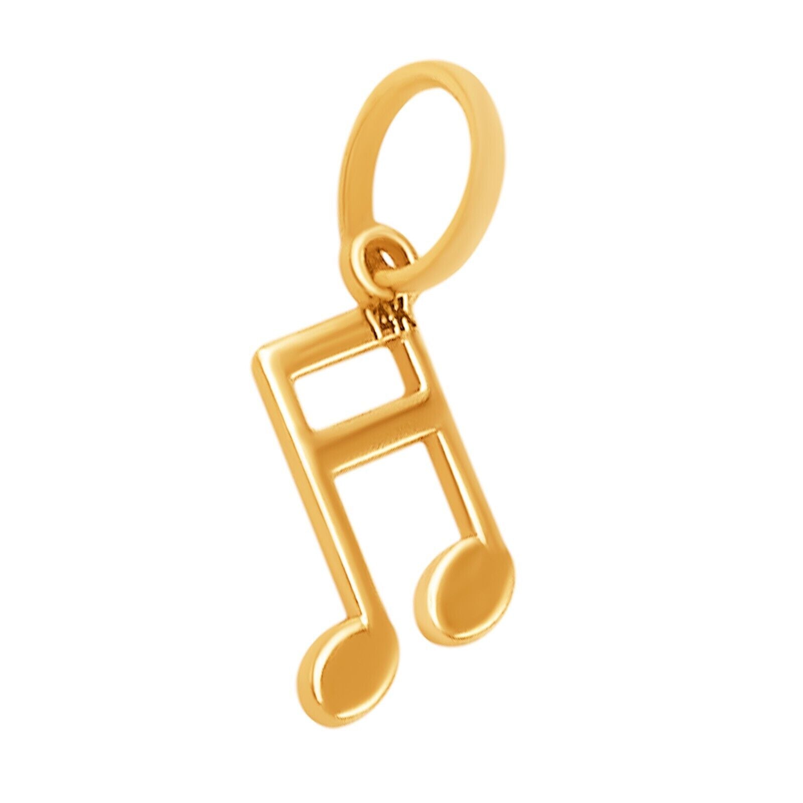 14k Pure Solid Yellow Gold Double Note Music Sign Small Delicate Charm Pendant