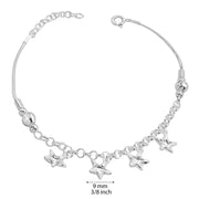 925 Solid Pure Sterling Silver Sea Star Snake Rolo Chain Nice Bracelet 8 Inches