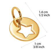 10k Pure Solid Yellow Gold Five Point Star Round Cute Delicate Charm Pendant