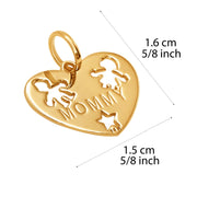 10k Pure Solid Yellow Gold Son Daughter Mommy Family Heart Star Charm Pendant