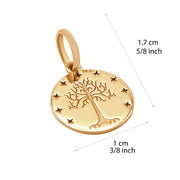 14k Pure Solid Yellow Gold Tree of Life Round Laser Cut Delicate Charm Pendant