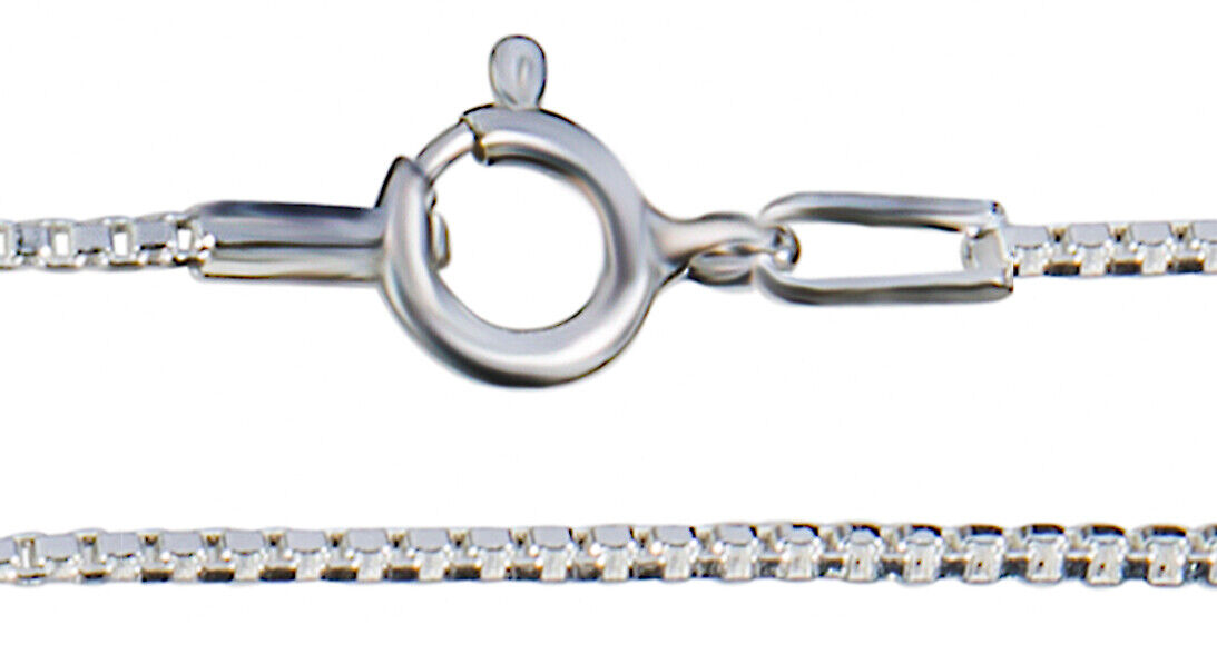 925 Solid Sterling Silver Classic Box Venetian Nice Chain 1 mm Spring Ring Clasp