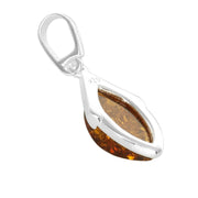 925 Solid Pure Sterling Silver Honey Baltic Amber Designer Marquise Nice Pendant