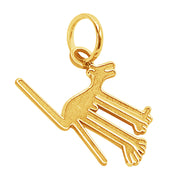 14k Solid Yellow Fine Gold Nazca Line Dog World Wonder Delicate Charm Pendant