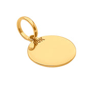 10k Solid Yellow Gold Round Disc Plain Small Delicate Engravable Charm Pendant