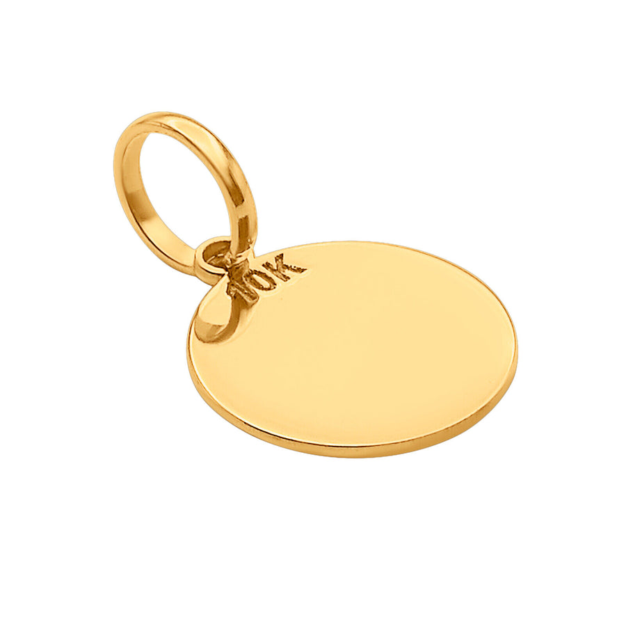 10k Solid Yellow Gold Round Disc Plain Small Delicate Engravable Charm Pendant