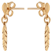 14k Solid Pure Yellow Gold Delicate Feather Designer Earrings