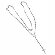 925 Solid Pure Sterling Silver Rosary Cross Virgin Mary Prayer Necklace 19 in