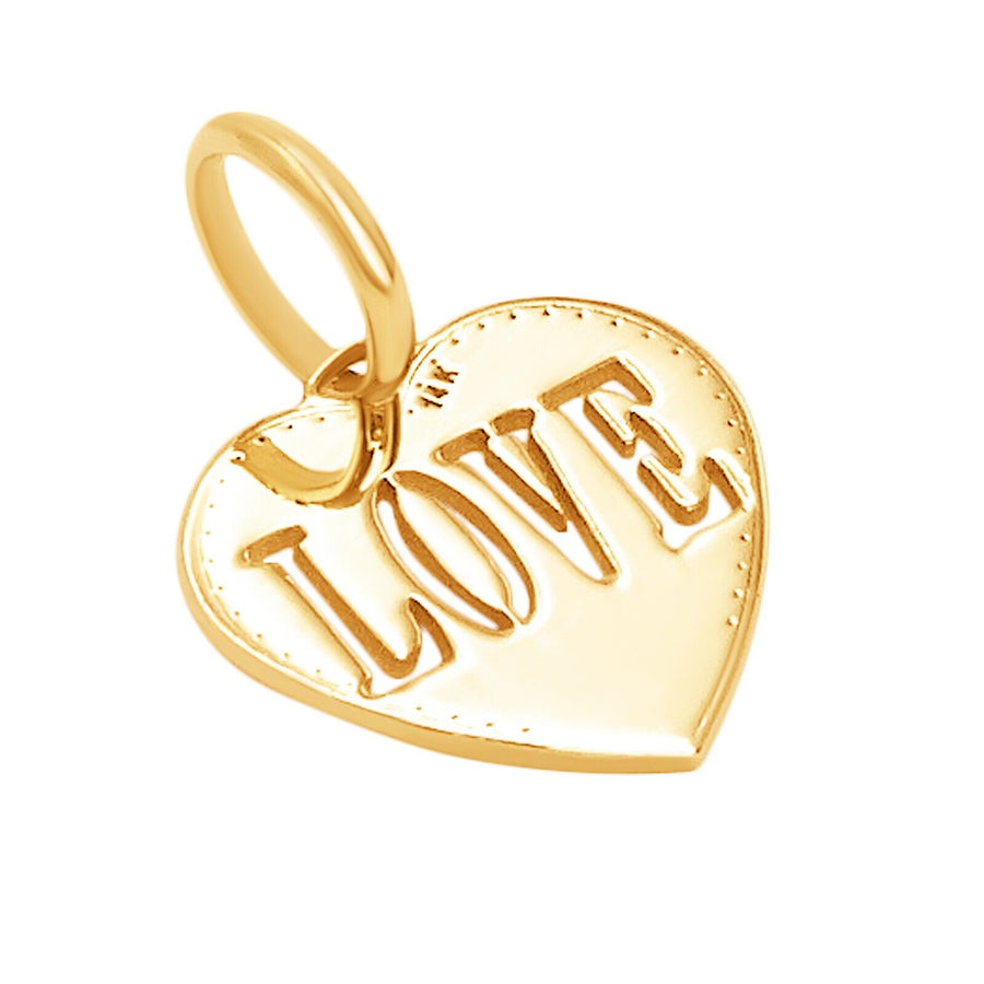 14k Pure Solid Yellow Gold Heart Love Laser Cut Delicate Beautiful Charm Pendant