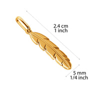 14k Pure Solid Yellow Gold Feather Beautiful Delicate Designer Charm Pendant