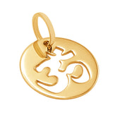 10k Pure Solid Yellow Gold Om Aum Sound Religious Symbol Delicate Charm Pendant