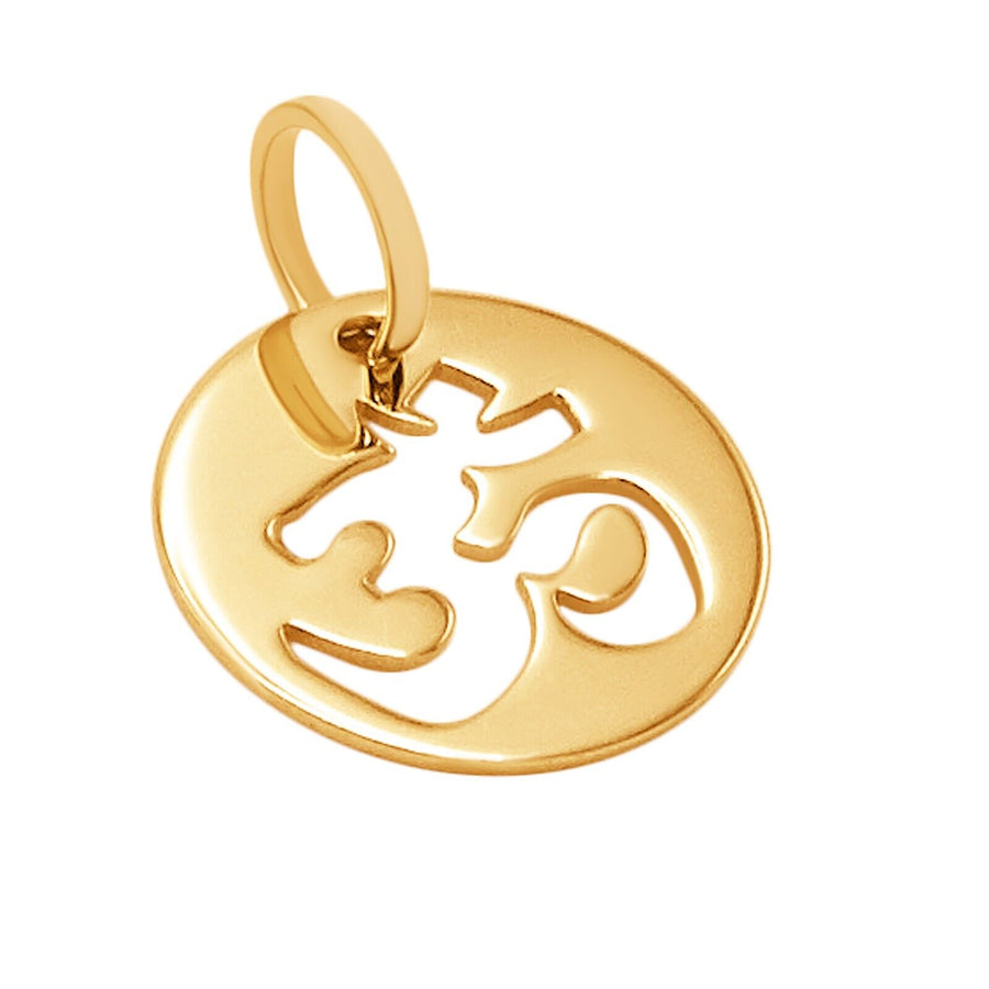 10k Pure Solid Yellow Gold Om Aum Sound Religious Symbol Delicate Charm Pendant